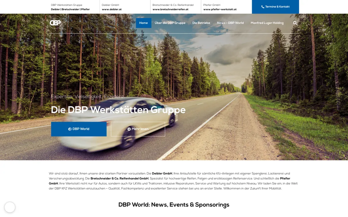 DBP-Werkstatt — Website · automotive group, web design project by Christopher Rapp