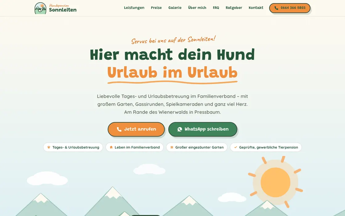 Hundepension Sonnleiten — Website · dog boarding, web design project by Christopher Rapp