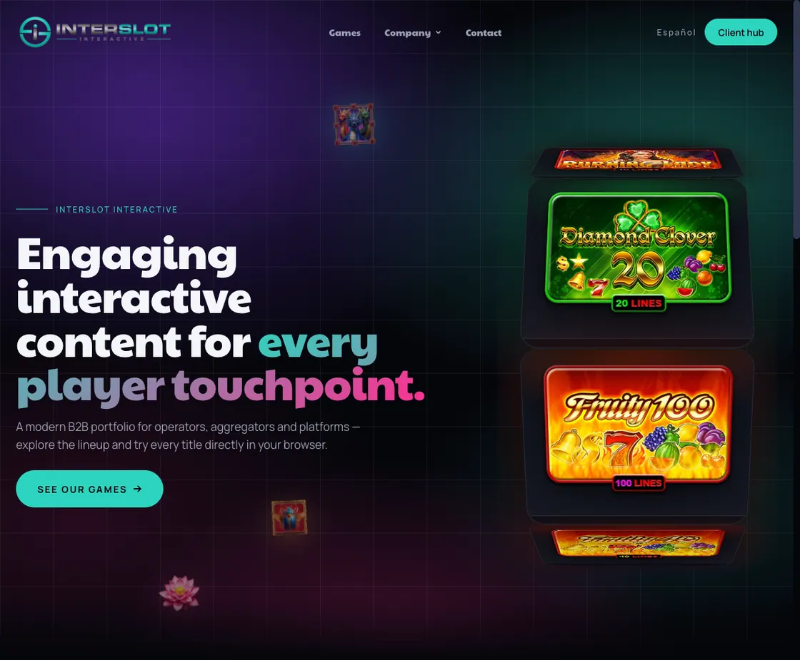 Interslot Interactive — Games hub · iGaming, web design project by Christopher Rapp