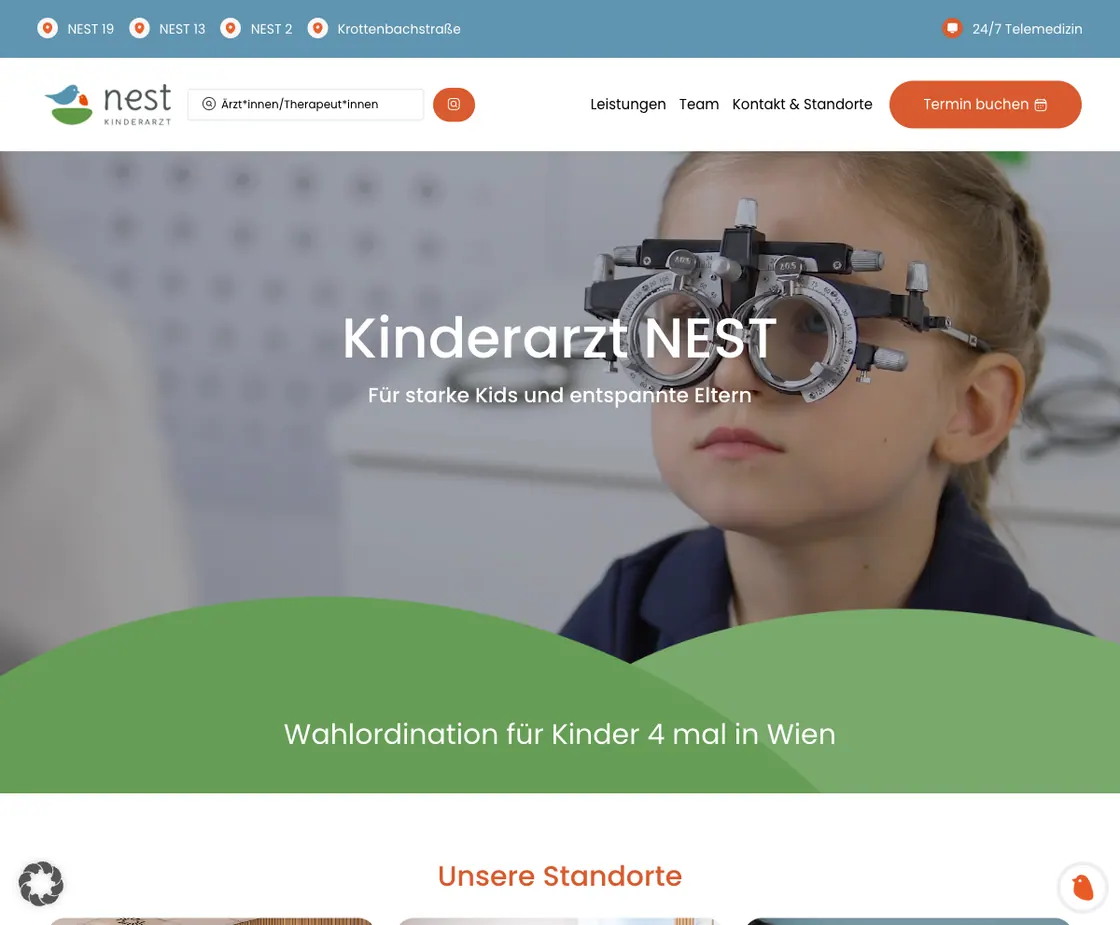 Kinderarzt NEST — Website · Kinderarzt, Webdesign-Projekt von Christopher Rapp