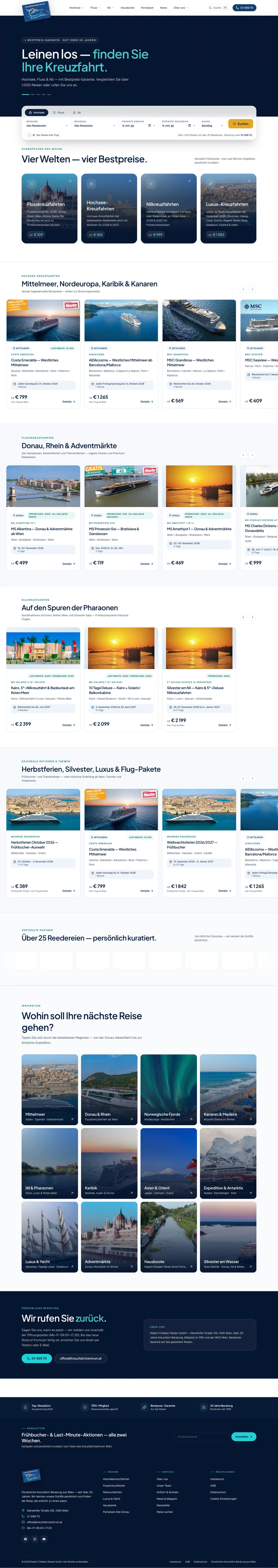 Kreuzfahrtzentrum — komplette Landingpage, umgesetzt von Christopher Rapp