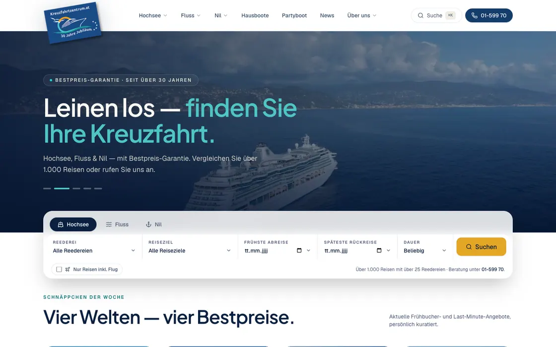 Kreuzfahrtzentrum — Buchungsplattform, Webdesign-Projekt von Christopher Rapp
