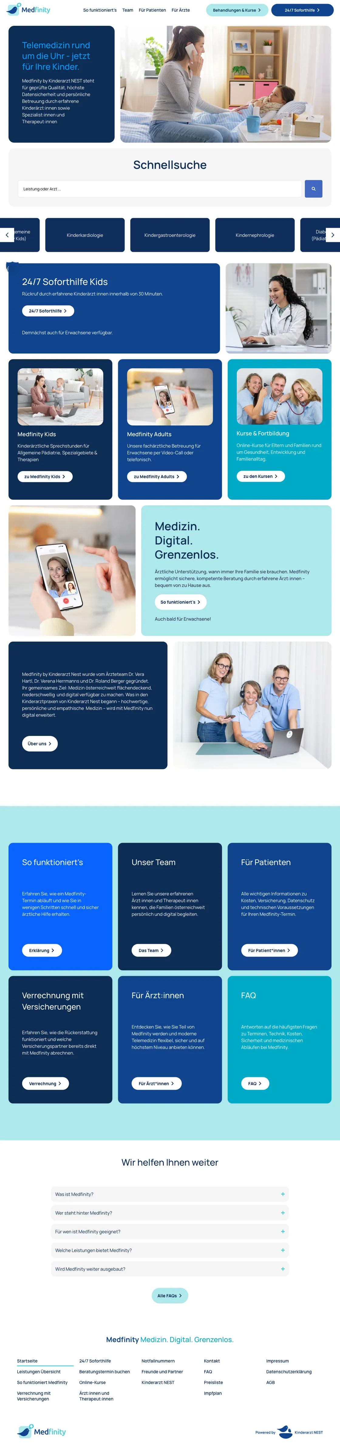 Medfinity — komplette Landingpage, umgesetzt von Christopher Rapp