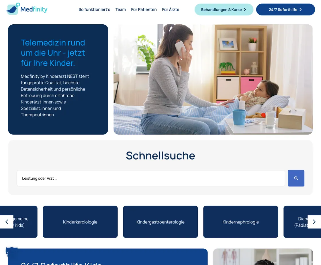 Medfinity — Telemedizin-Plattform, Webdesign-Projekt von Christopher Rapp
