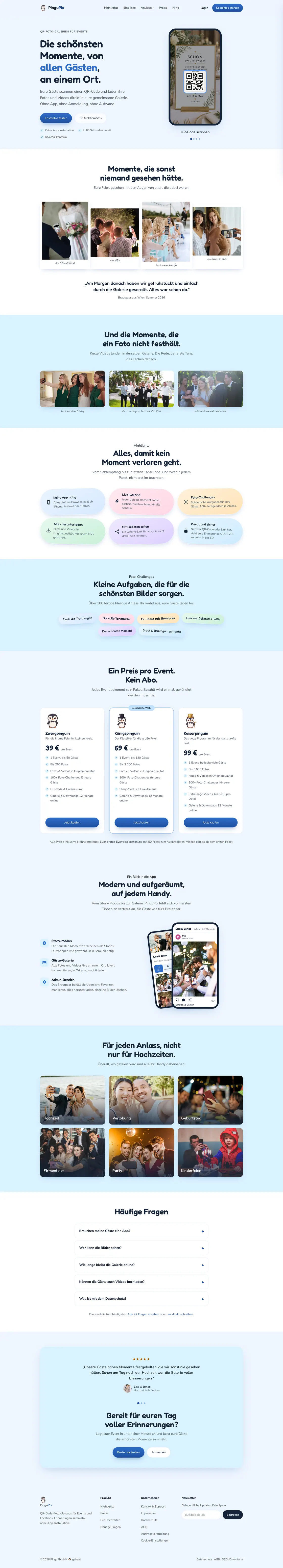 PinguPix — komplette Landingpage, umgesetzt von Christopher Rapp