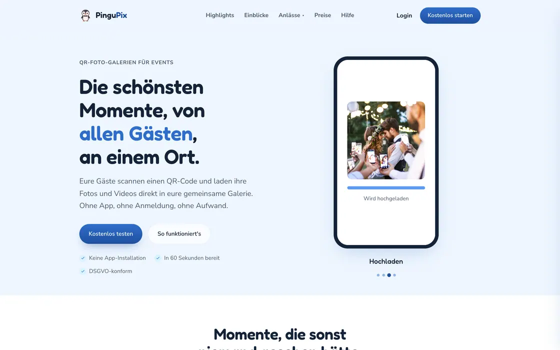 PinguPix — Web-App · QR-Foto-Galerien, Webdesign-Projekt von Christopher Rapp
