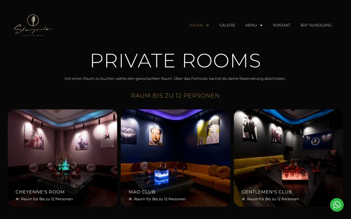 Seven individually designed private rooms for up to 12 people.