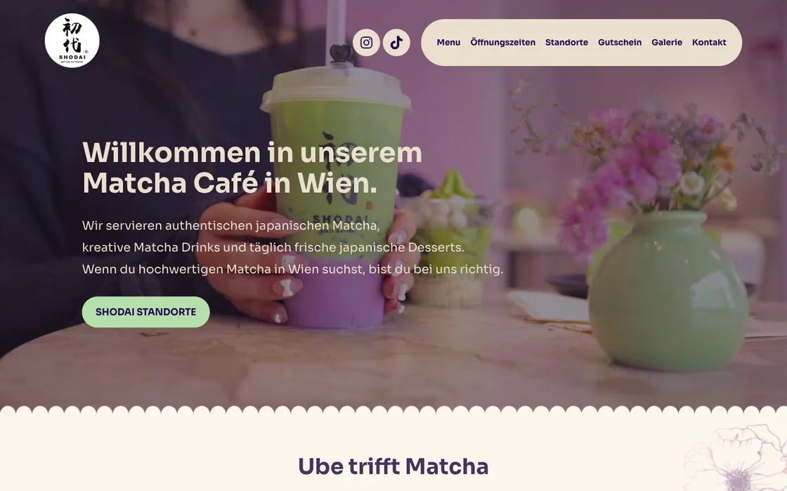 Shodai — Website · matcha café, web design project by Christopher Rapp